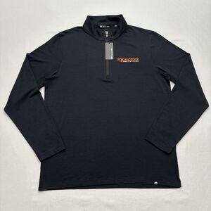 NEW Travis Mathew Crestview 1/4 Zip Black L Performance Preppy Golf Fox Factory